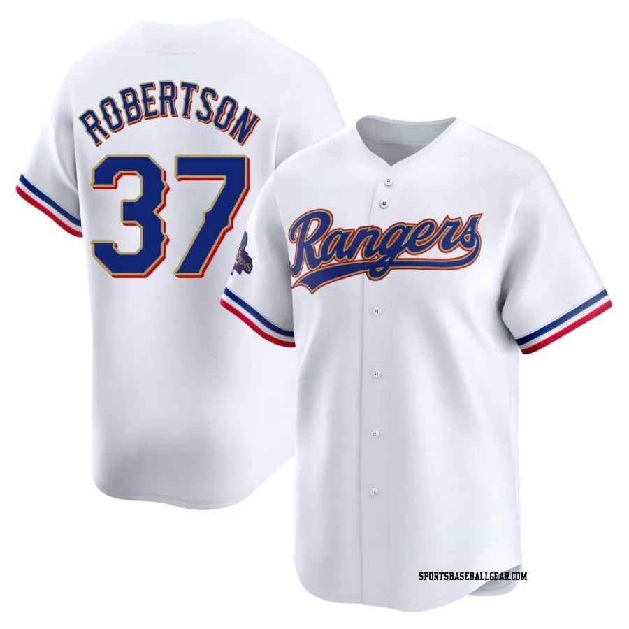 David Robertson Youth Texas Rangers Gold Limited White 2024 Collection Jersey