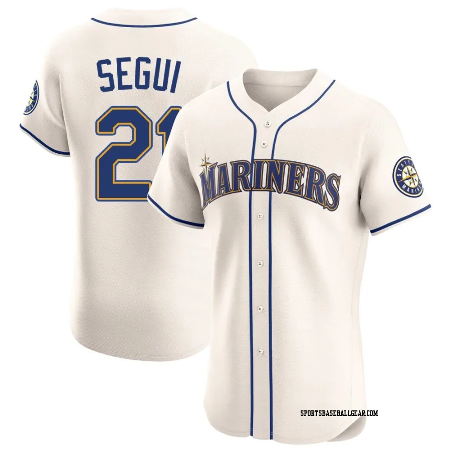David Segui Men's Seattle Mariners Cream Elite Alternate Jersey