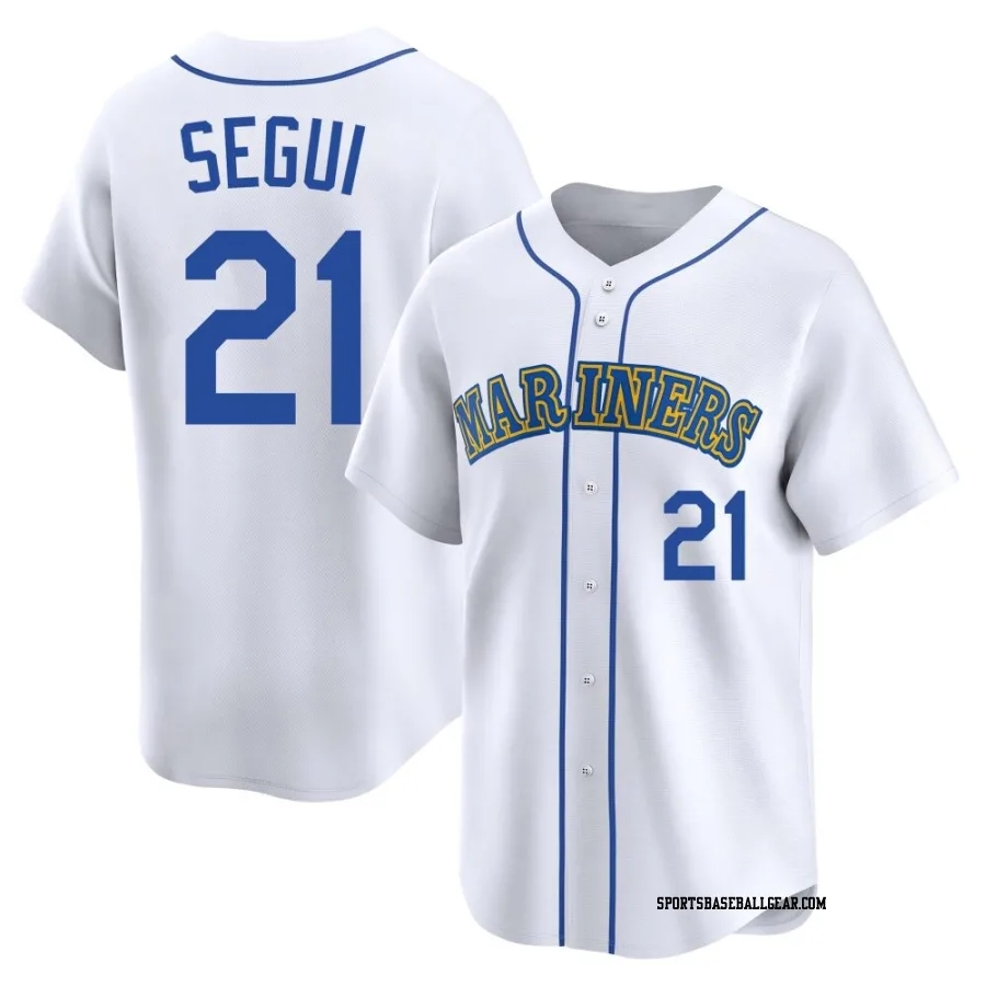 David Segui Men's Seattle Mariners White Limited Throwback Cooperstown Collection Jersey
