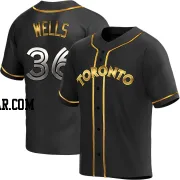 David Wells Men's Toronto Blue Jays Black Golden Replica Alternate Jersey