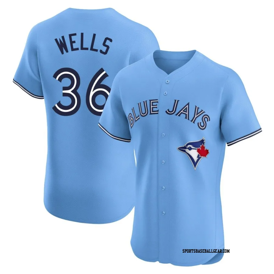 David Wells Men's Toronto Blue Jays Blue Elite Powder Alternate Jersey
