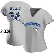 David Wells Women's Toronto Blue Jays Gray Authentic Road Jersey