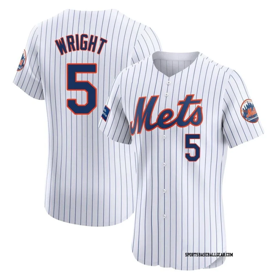 David Wright Men's New York Mets White Elite Home Patch Jersey