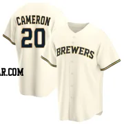 Daz Cameron Men's Milwaukee Brewers Cream Replica Home Jersey