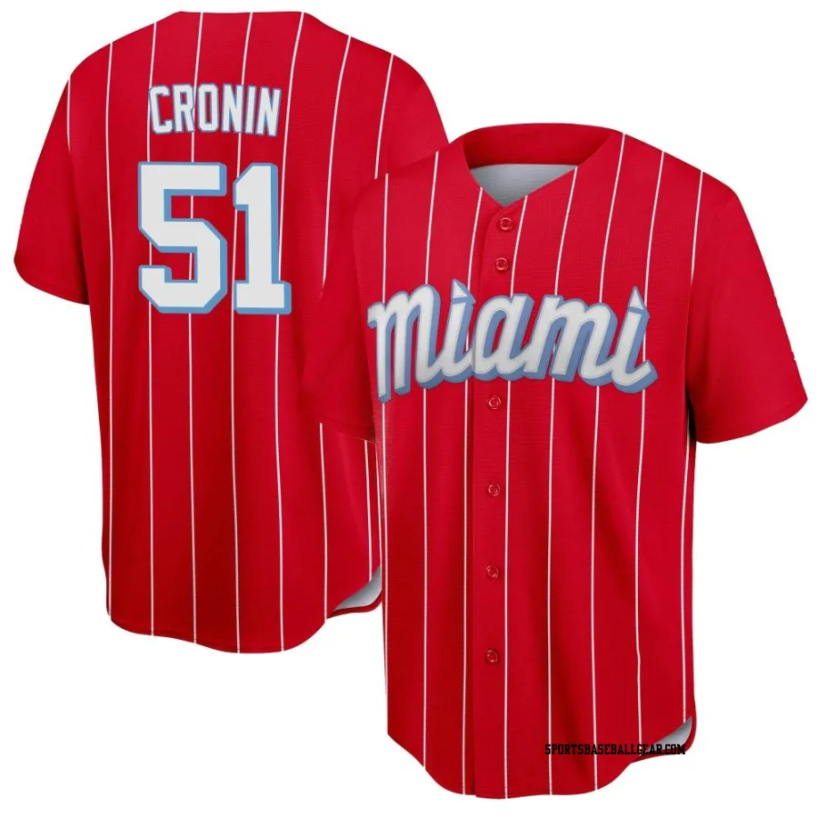 Declan Cronin Men's Miami Marlins Red Replica 2021 City Connect Jersey