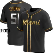 Declan Cronin Youth Miami Marlins Black Golden Replica Alternate Jersey