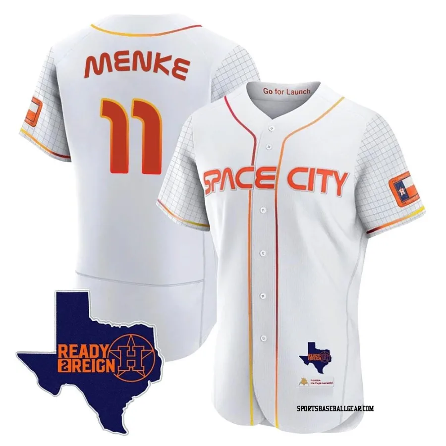 Denis Menke Men's Houston Astros White Authentic 2023 Space City Ready 2 Reign Flex Base Jersey