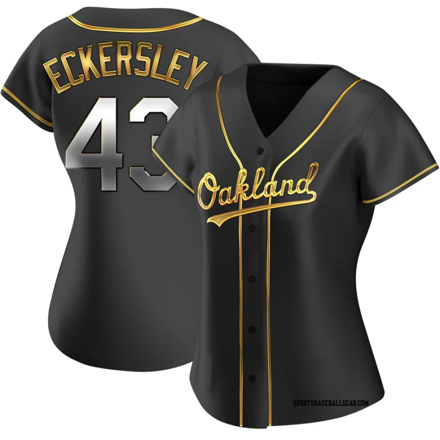 Dennis Eckersley Women's Oakland Athletics Black Golden Replica Alternate Jersey