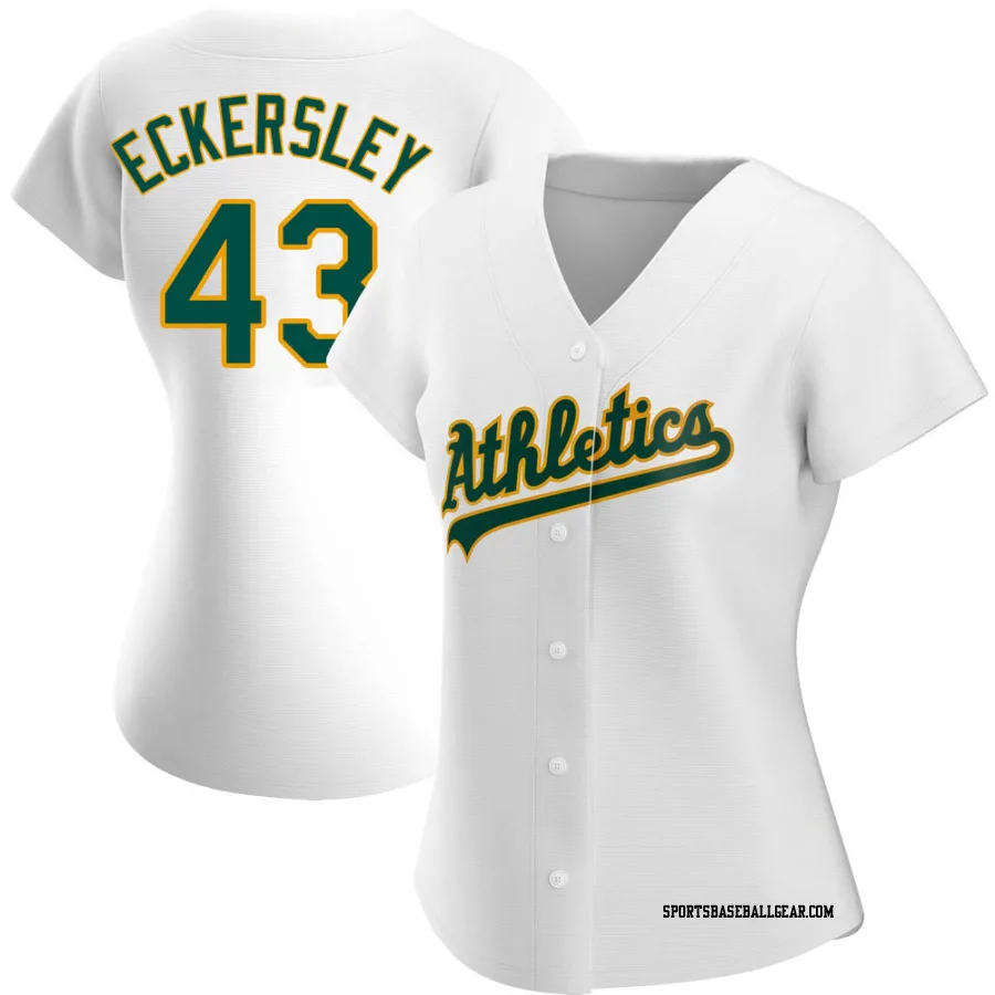Dennis Eckersley Women's Oakland Athletics White Replica Home Jersey