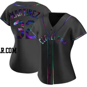 Dennis Martinez Women's Cleveland Guardians Black Holographic Replica Alternate Jersey