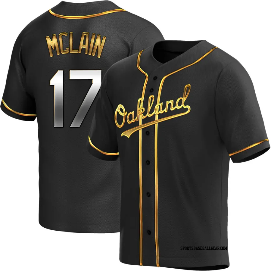 Denny Mclain Men's Oakland Athletics Black Golden Replica Alternate Jersey