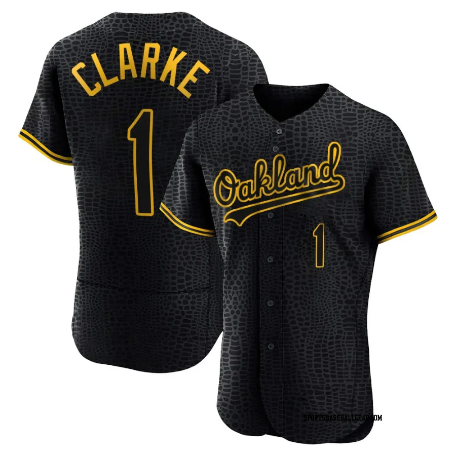 Denzel Clarke Men's Oakland Athletics Black Authentic Snake Skin City Jersey