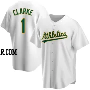 Denzel Clarke Men's Oakland Athletics White Replica Home Jersey