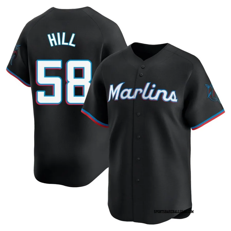 Derek Hill Men's Miami Marlins Black Limited Alternate Jersey
