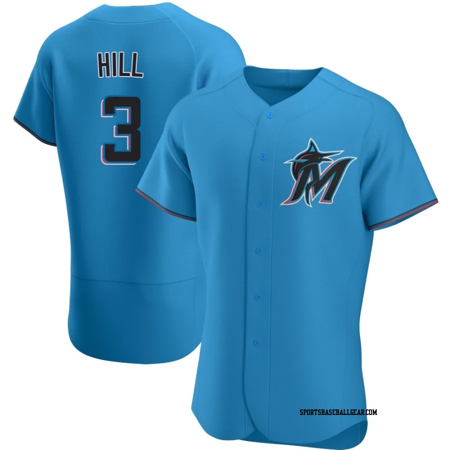 Derek Hill Men's Miami Marlins Blue Authentic Alternate Jersey