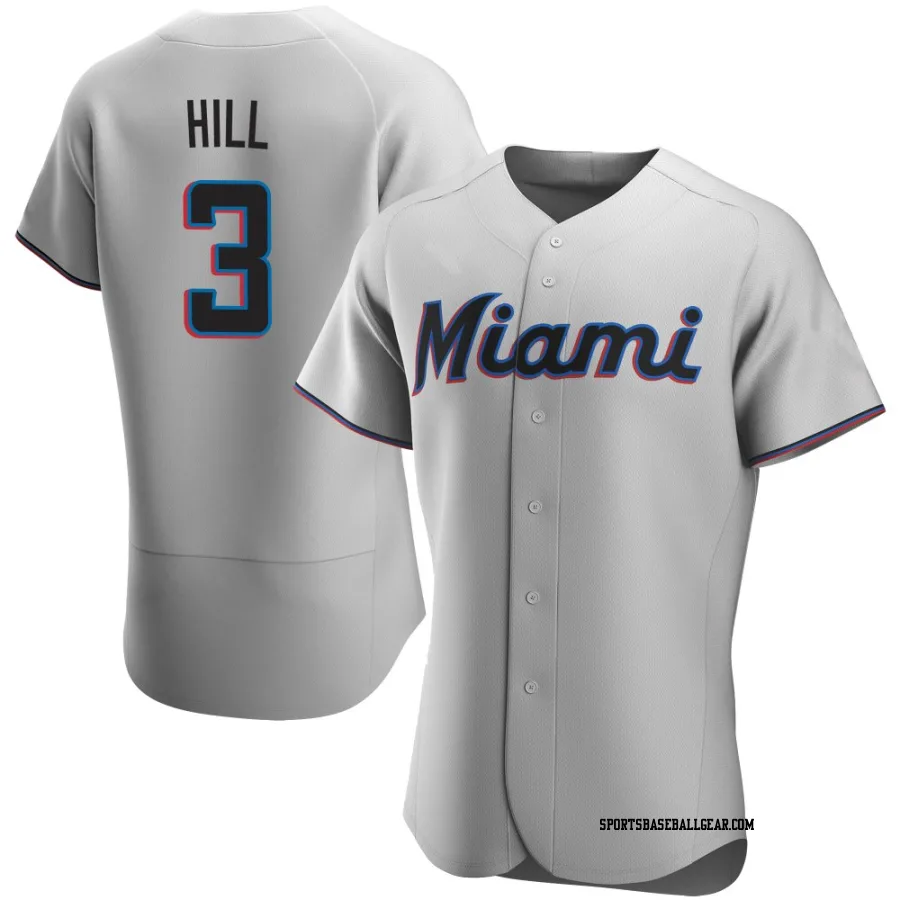Derek Hill Men's Miami Marlins Gray Authentic Road Jersey