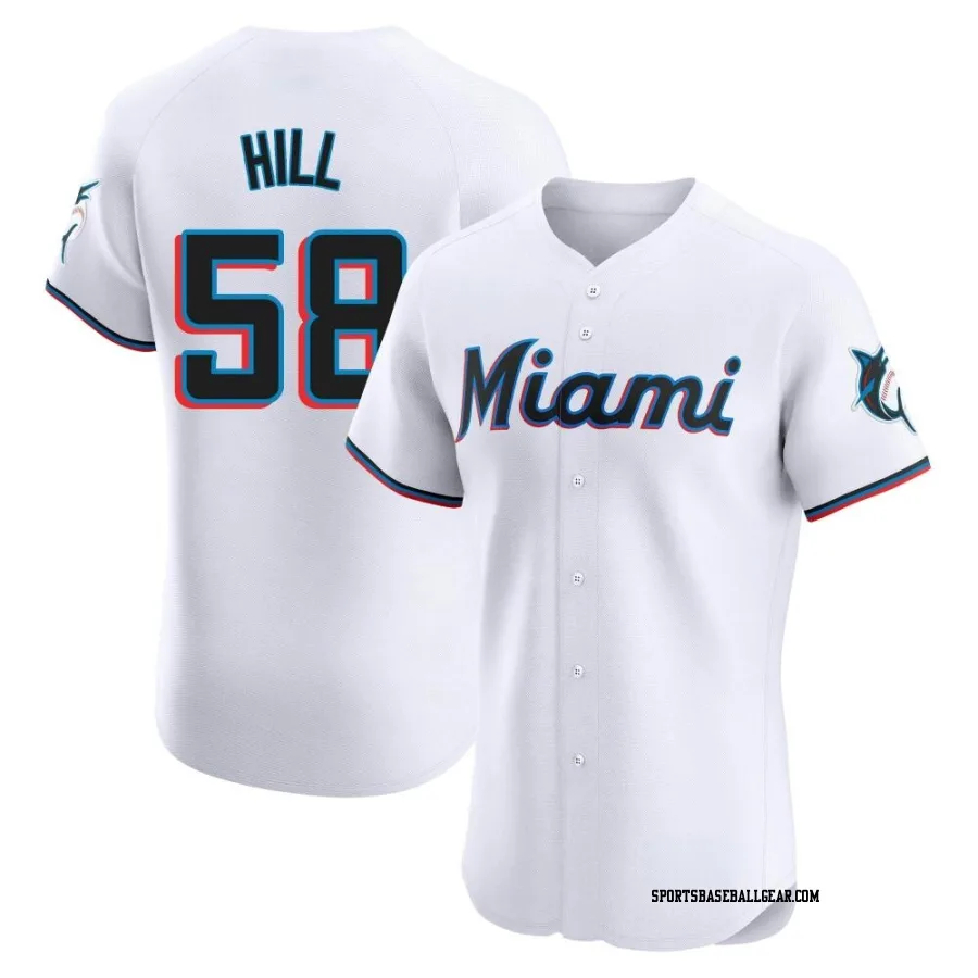 Derek Hill Men's Miami Marlins White Elite Home Jersey
