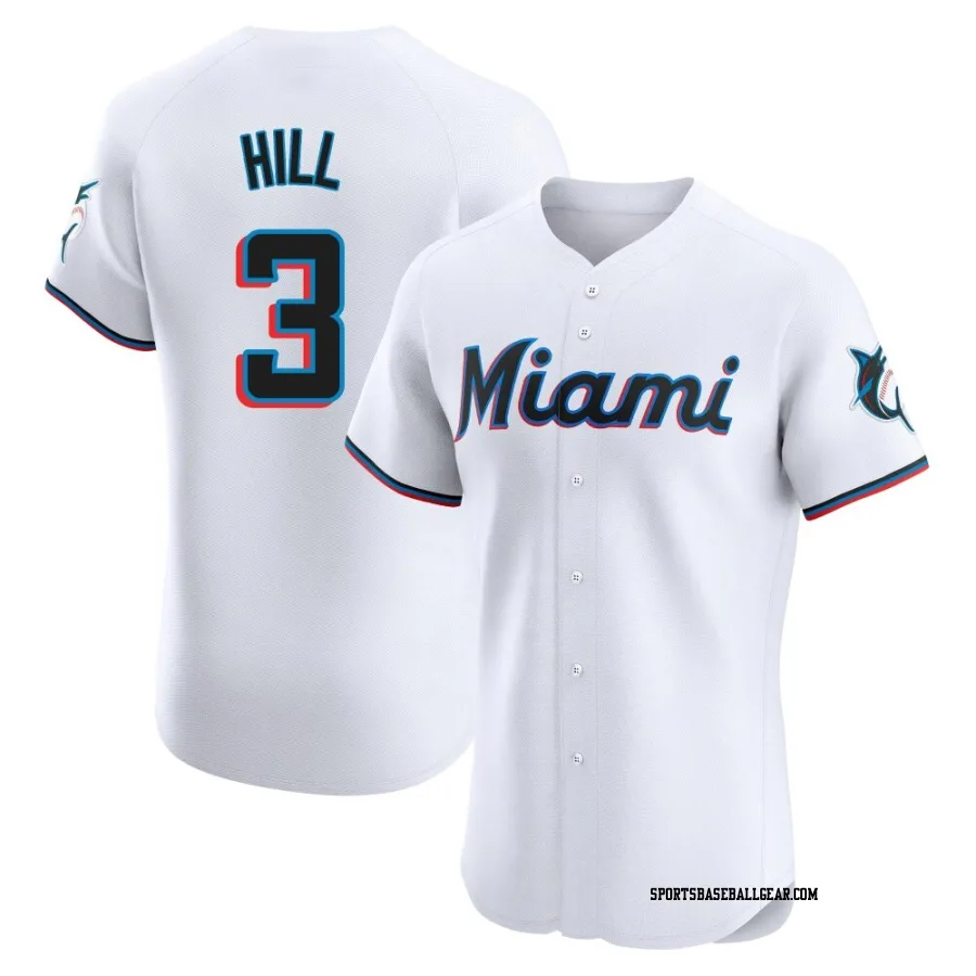 Derek Hill Men's Miami Marlins White Elite Home Jersey