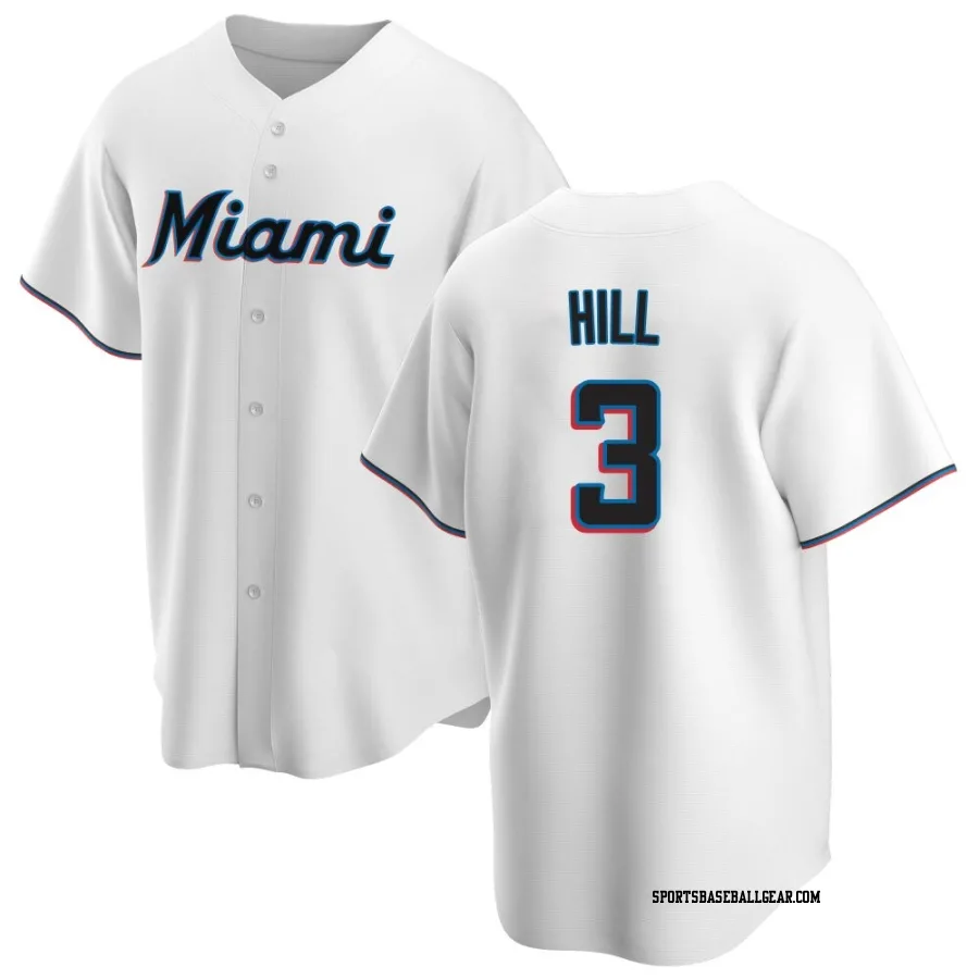 Derek Hill Men's Miami Marlins White Replica Home Jersey