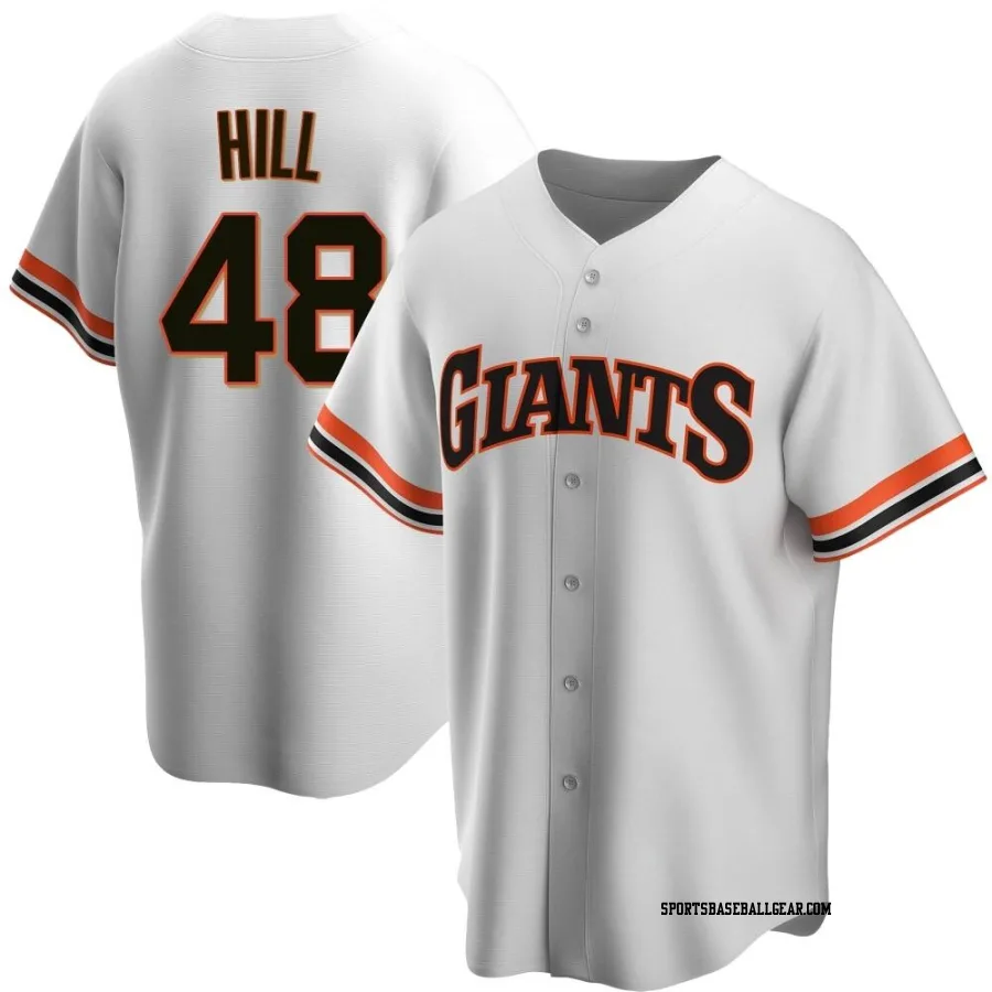 Derek Hill Men's San Francisco Giants White Replica Home Cooperstown Collection Jersey