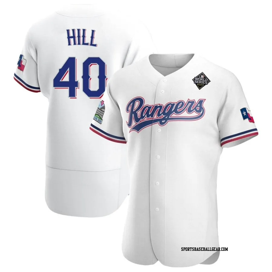 Derek Hill Men's Texas Rangers White Authentic Home 2023 World Series Jersey