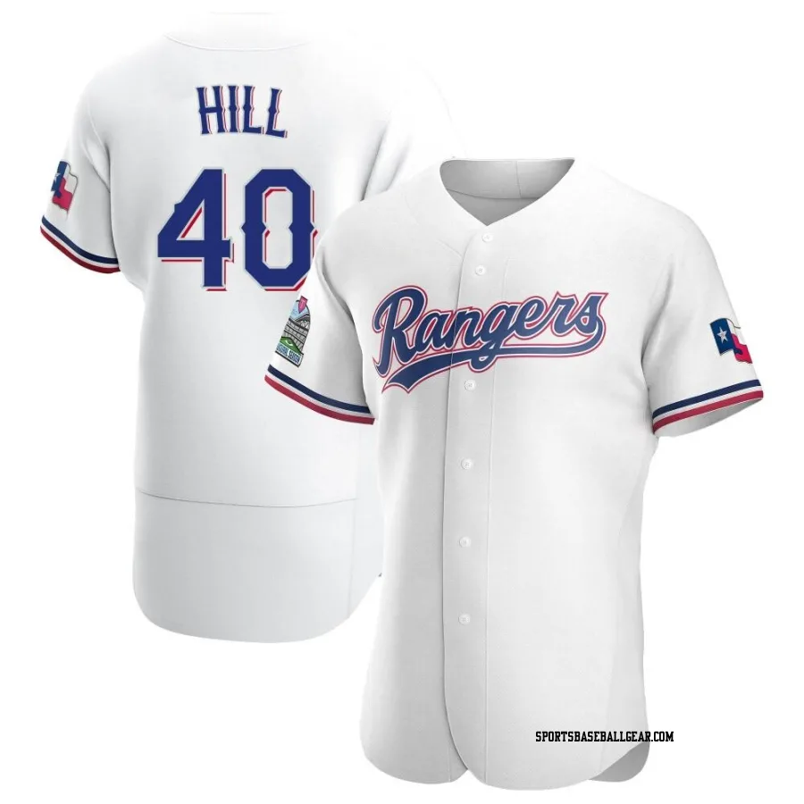Derek Hill Men's Texas Rangers White Authentic Home Jersey