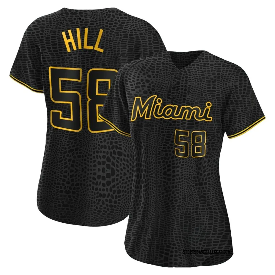 Derek Hill Women's Miami Marlins Black Replica Snake Skin City Jersey