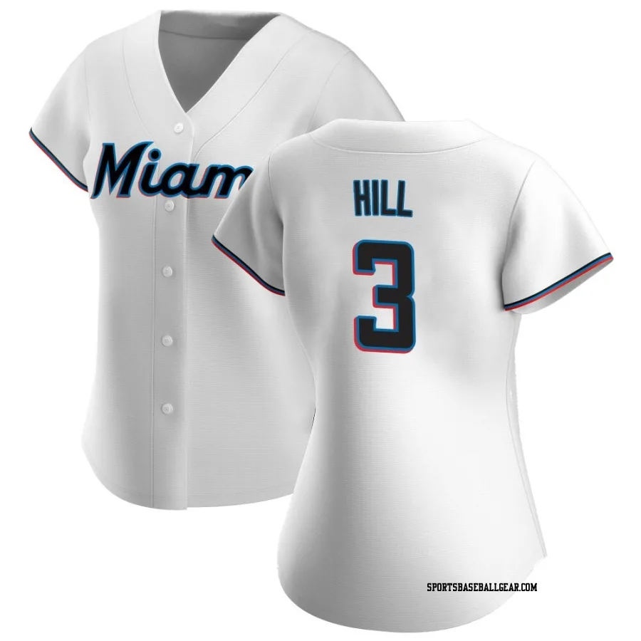 Derek Hill Women's Miami Marlins White Authentic Home Jersey