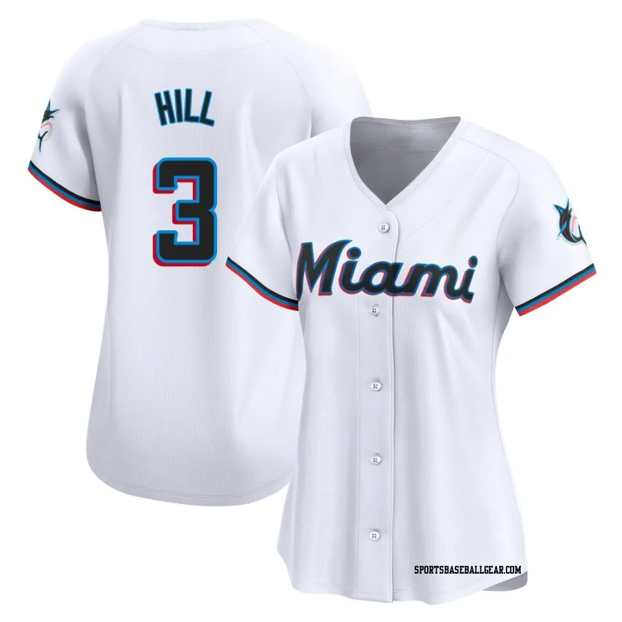 Derek Hill Women's Miami Marlins White Limited Home Jersey