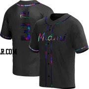 Derek Hill Youth Miami Marlins Black Holographic Replica Alternate Jersey