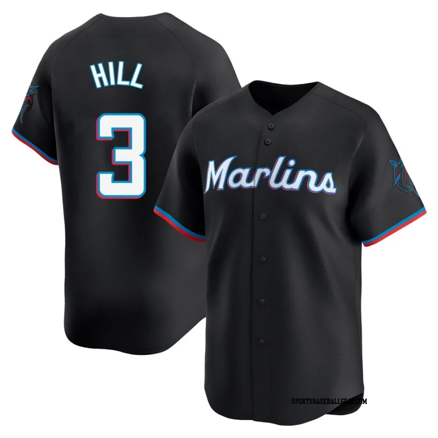 Derek Hill Youth Miami Marlins Black Limited Alternate Jersey