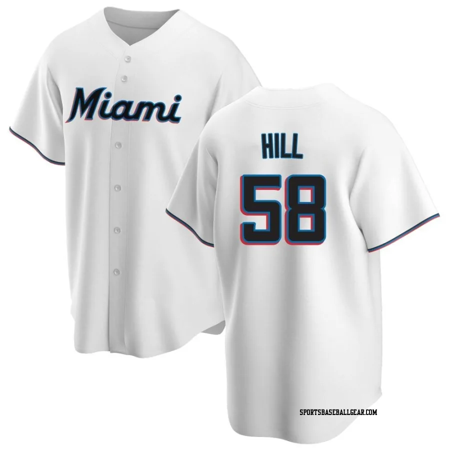 Derek Hill Youth Miami Marlins White Replica Home Jersey