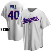 Derek Hill Youth Texas Rangers White Replica Home Cooperstown Collection Jersey