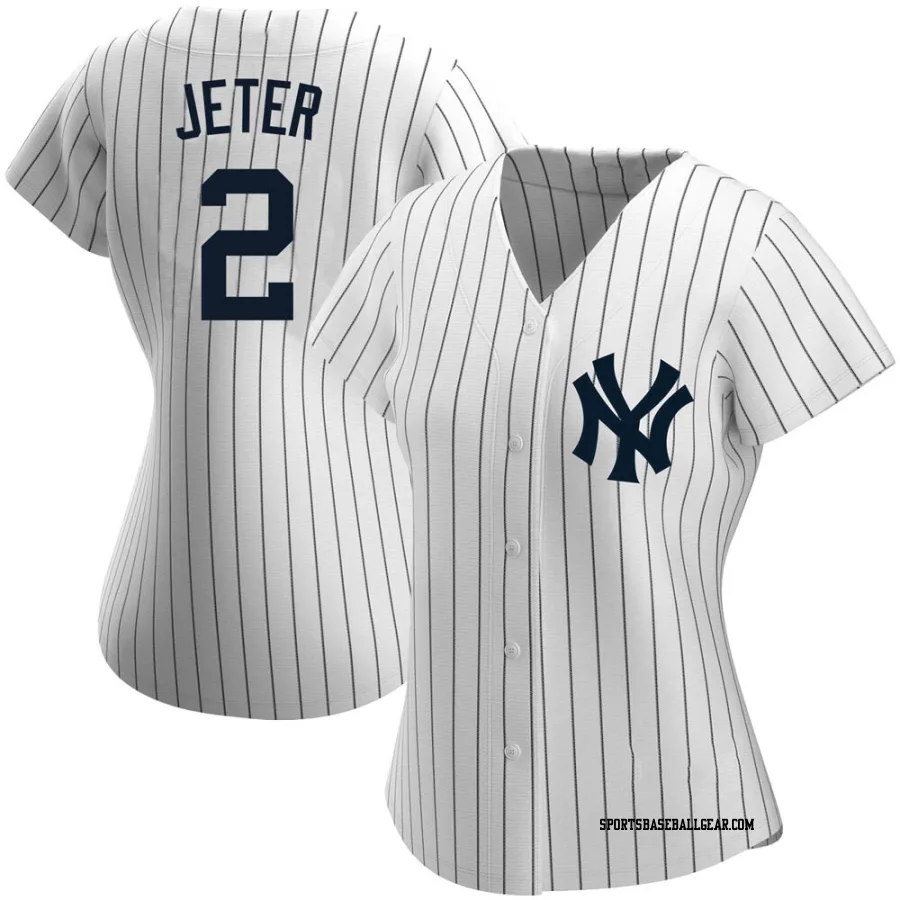 Derek Jeter Women's New York Yankees White Authentic Home Name Jersey