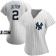 Derek Jeter Women's New York Yankees White Replica Home Name Jersey