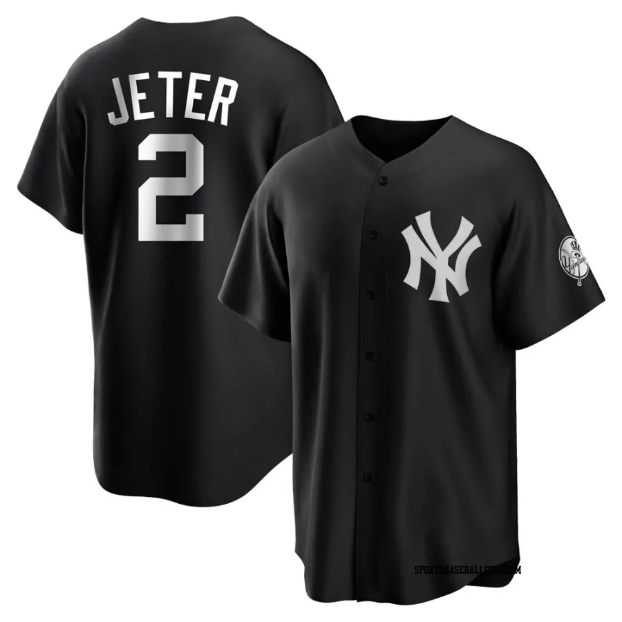 Derek Jeter Youth New York Yankees Black/White Replica Jersey