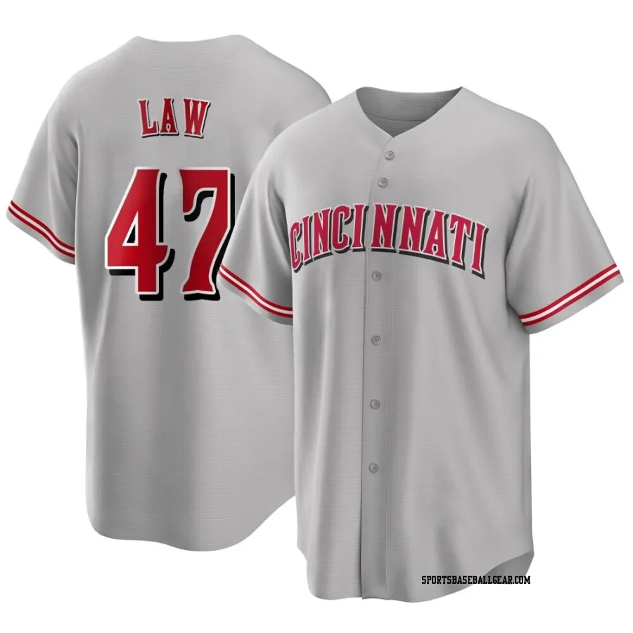 Derek Law Men's Cincinnati Reds Gray Replica Road Jersey
