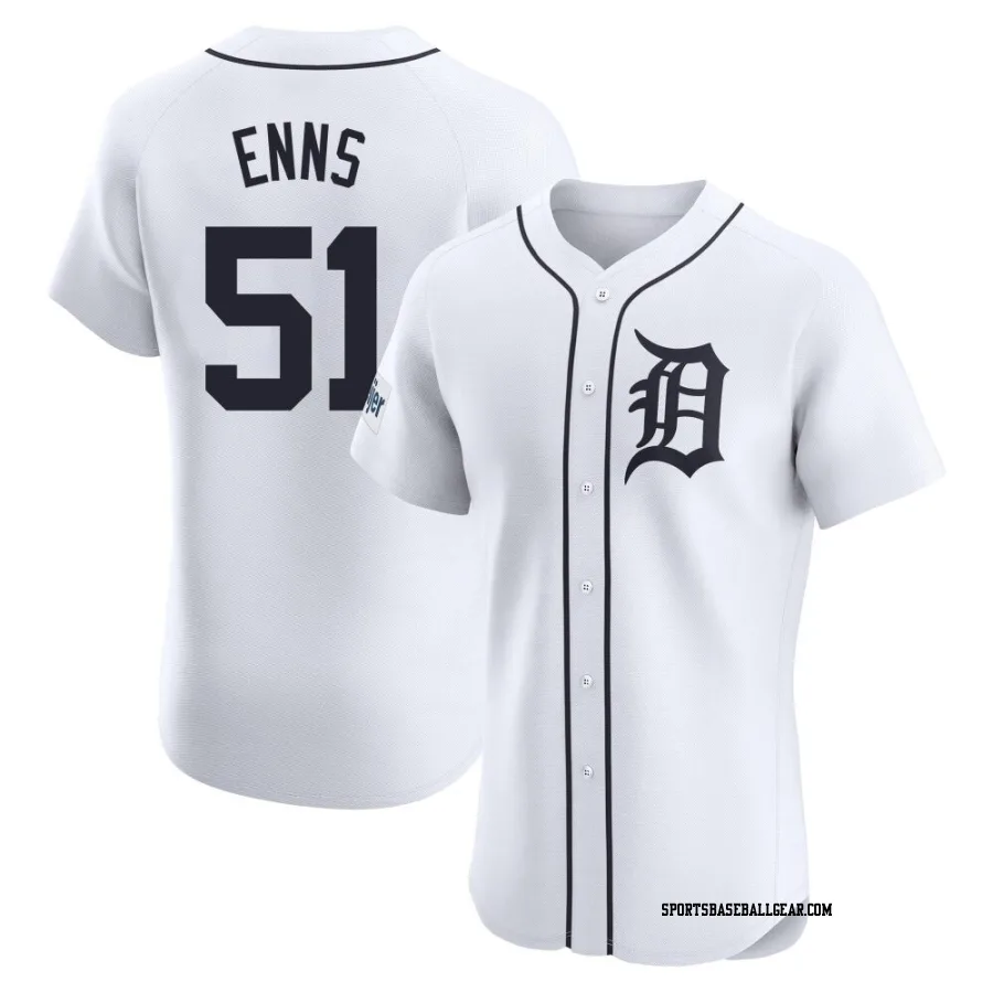 Dietrich Enns Men's Detroit Tigers White Elite Home Patch Jersey