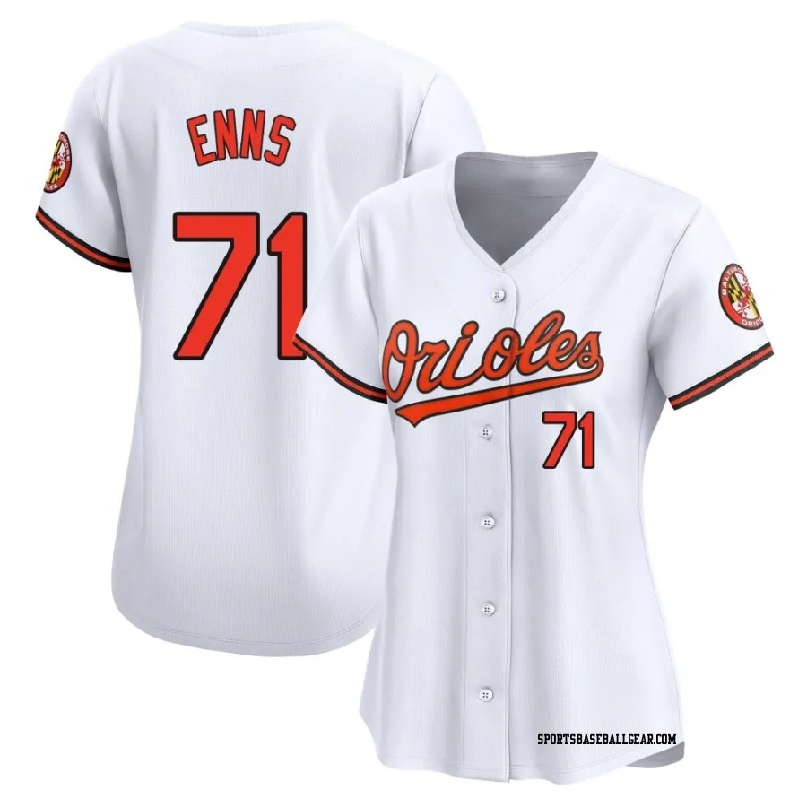 Dietrich Enns Women's Baltimore Orioles White Limited Home Jersey