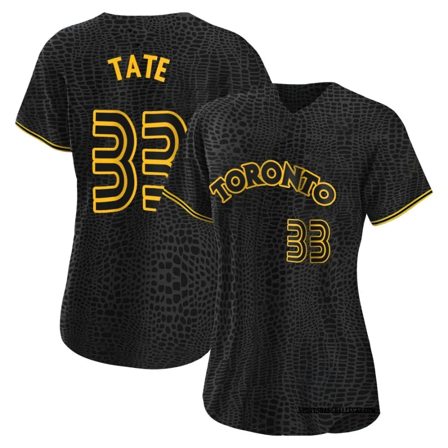 Dillon Tate Women's Toronto Blue Jays Black Authentic Snake Skin City Jersey