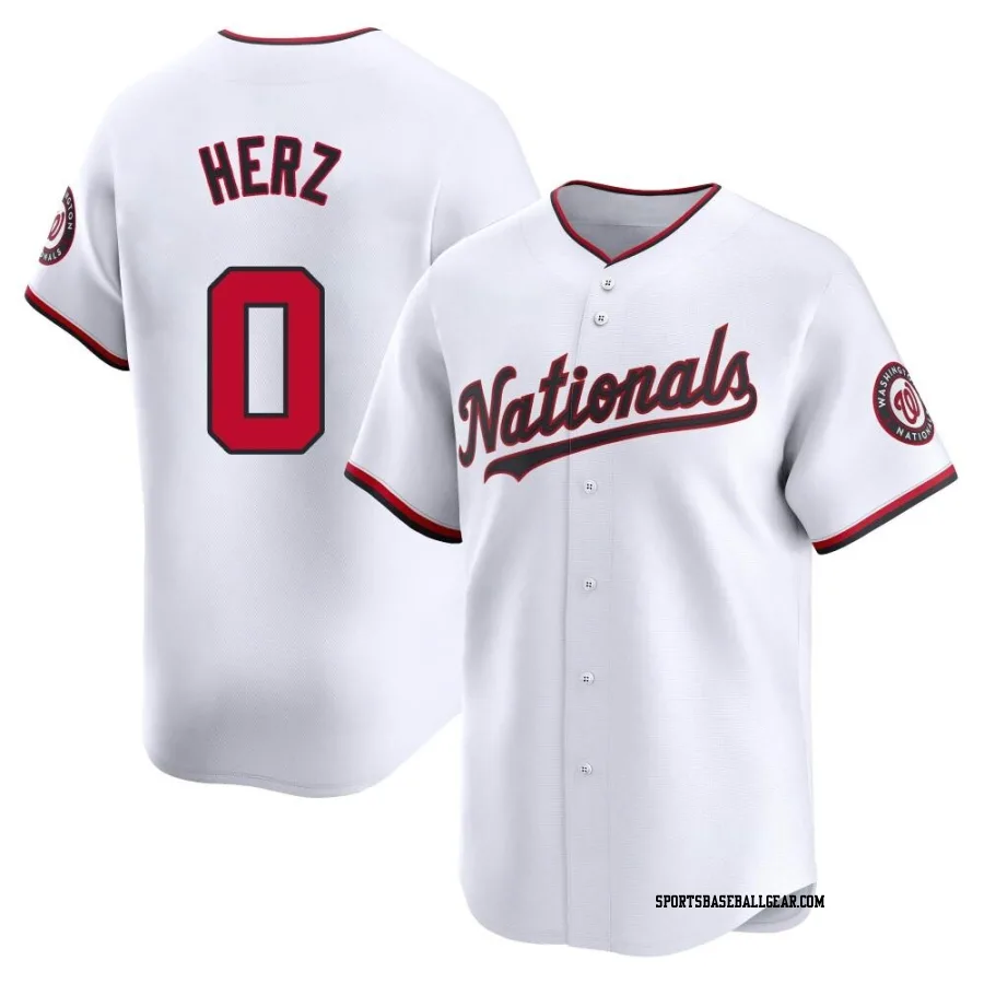 DJ Herz Men's Washington Nationals White Limited Home Jersey