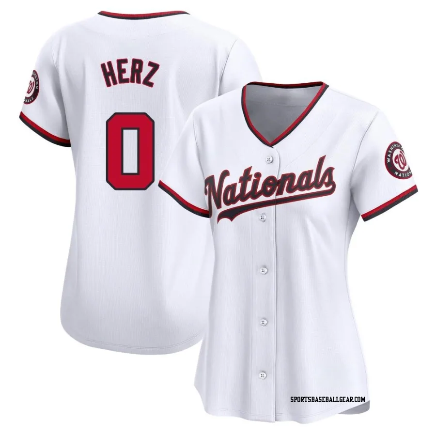 DJ Herz Women's Washington Nationals White Limited Home Jersey