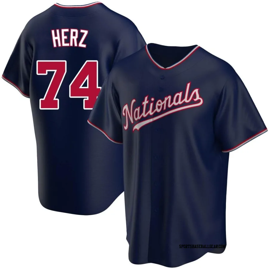 DJ Herz Youth Washington Nationals Navy Replica Alternate Jersey