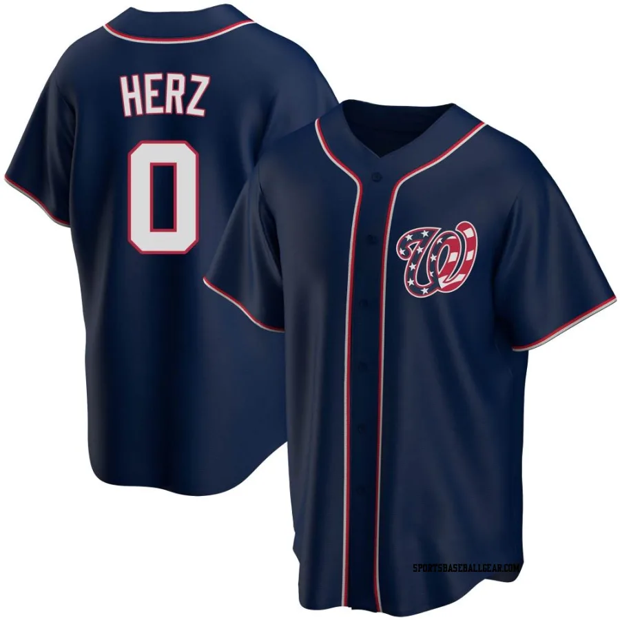 DJ Herz Youth Washington Nationals Navy Replica Alternate Team Jersey