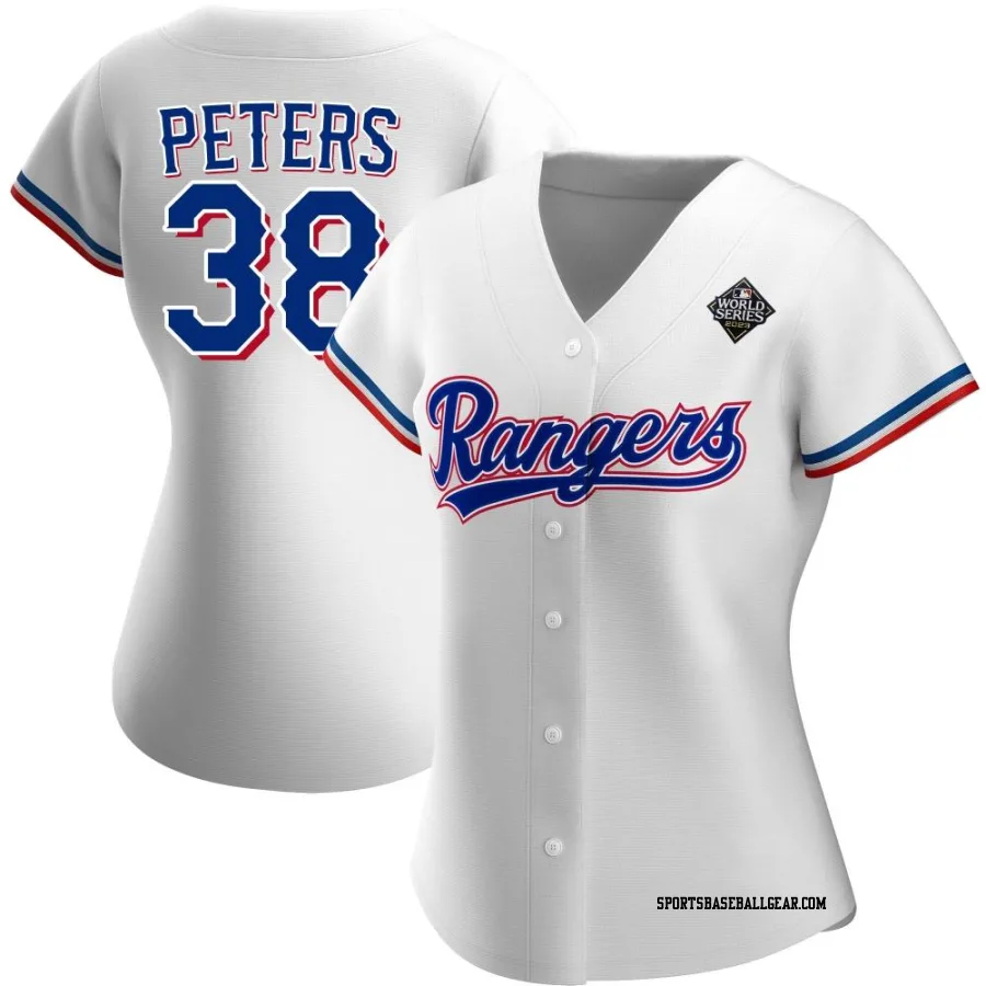 DJ Peters Women's Texas Rangers White Authentic Home 2023 World Series Jersey