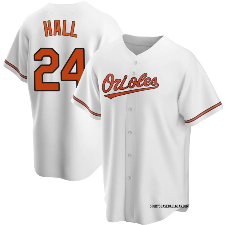 DL Hall Youth Baltimore Orioles White Replica Home Jersey