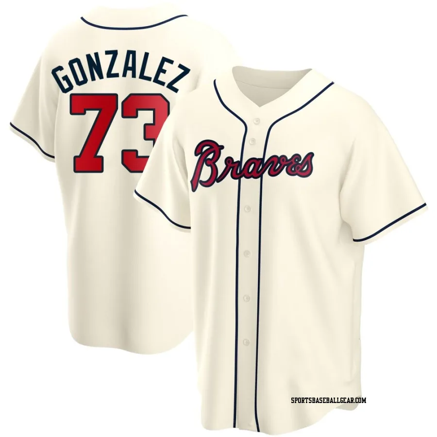 Domingo Gonzalez Youth Atlanta Braves Cream Replica Alternate Jersey