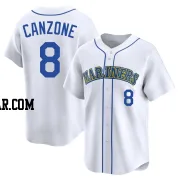 Dominic Canzone Men's Seattle Mariners White Limited Throwback Cooperstown Collection Jersey