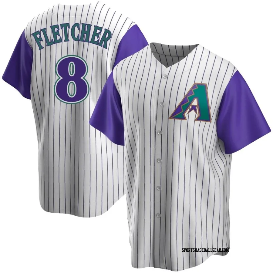 Dominic Fletcher Men's Arizona Diamondbacks Cream/Purple Replica Alternate Cooperstown Collection Jersey