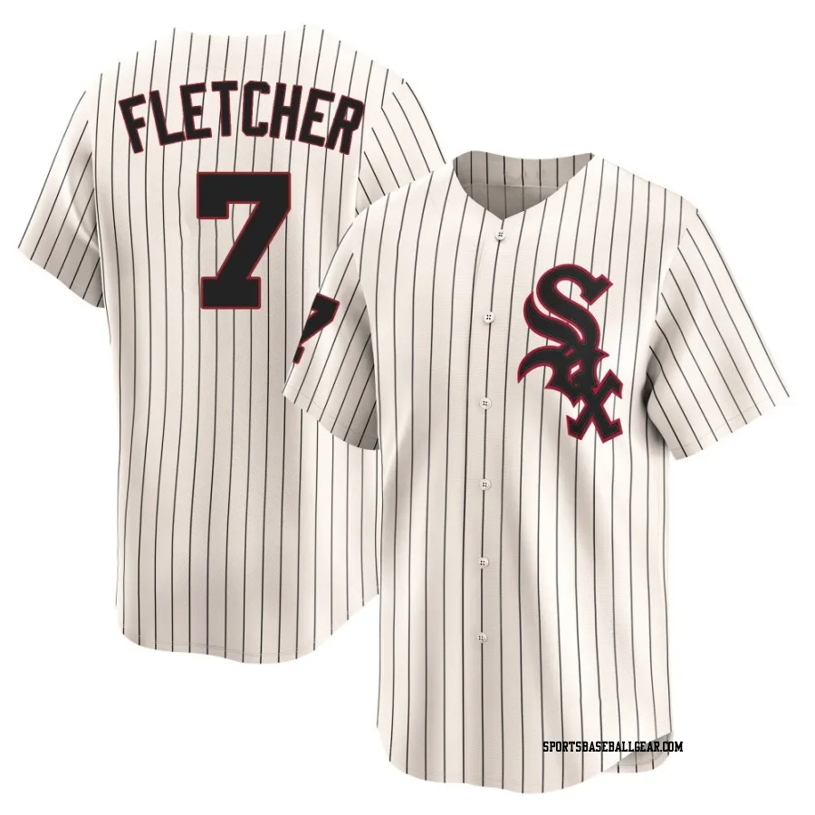 Dominic Fletcher Men's Chicago White Sox Cream Limited Throwback Cooperstown Jersey